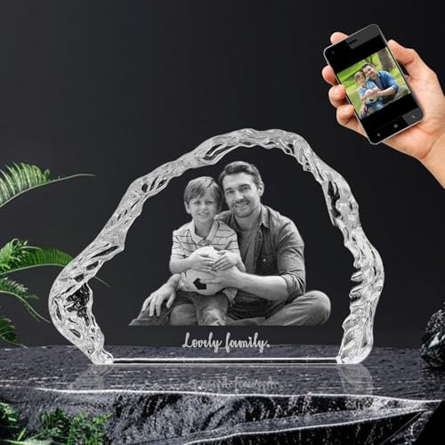 DUOYUN Cristal con Foto Personalizado - Opcional Grabado en 2D/3D, Regalos de Cristal Personalizados con su Propia Foto, Regalos para San Valentín, Aniversario, Cumpleaños Boda para El/Ella - Iceberg