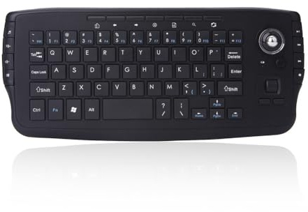 Agmoctz 2.4G Wireless Ergonomic Mini Keyboard Gaming Keyboard with 15 Multimedia Keys and Trackball