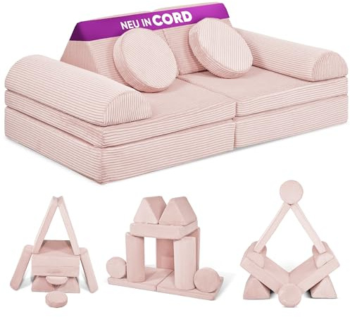 Linodino® Spielsofa Cord, Kindersofa-Bausteine, Kindercouch, Stapelsteine