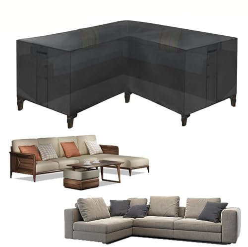 Housse de canapé d'extérieur en forme de L - 320 x 320 x 80 cm - Pour meubles sectionnels en forme de L - Imperméable - Avec grille d'aération et poignée - Protection de table et de chaise