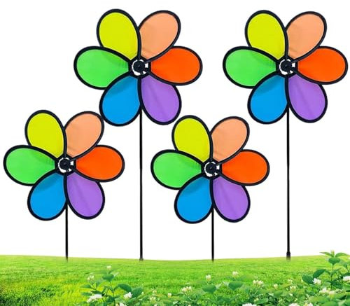 Girandole per Giardino e Cortile,Girandola Arcobaleno Con Fiori Da Giardino | Girandola Rotante 360° Per Prato, Accessori Giardino Fatato E Decorazione Area Giochi Bambini