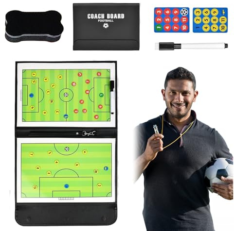 Fotbollstränare, taktisk fotbollstavla, magnetisk fotbollstavla, taktisk träningsmapp, magnetisk bärbar fotboll, med magneter och suddgummi, för fotbollsträning