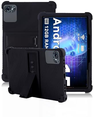 Hülle für TABWEE T80 10 Zoll Tablet, daunke weiche Silikonabdeckung, mit Klappständer, leicht stoßfest, Anti-Kratzer, Rundum-Schutz,Schwarz