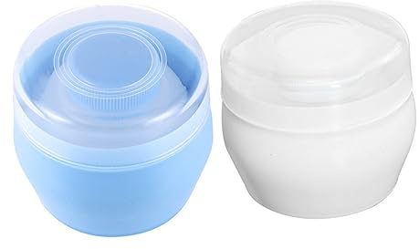 Gogogmee Babypuderquasten 2 Stück mit Behälter aus Kunststoff Flauschige Puderquaste für Babys Sichere Gesichtspflege und Körperpflege Praktische Babypuderdose für Reisen und Zuhause