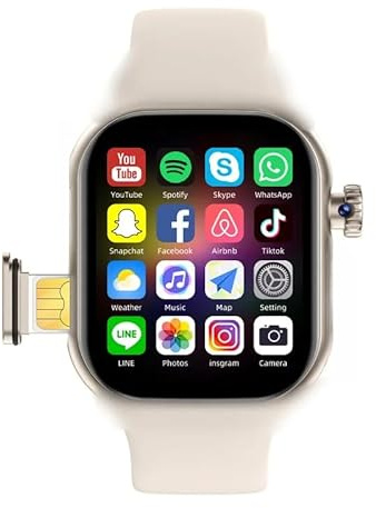 JINSHANGZI Reloj inteligente XH022 4G con tarjeta SIM de 2.06 pulgadas, pantalla AMOLED GPS, WiFi, cámara giratoria de 190°, videollamada, Goog1e Play, reloj inteligente Android (plata, 2+32GB)