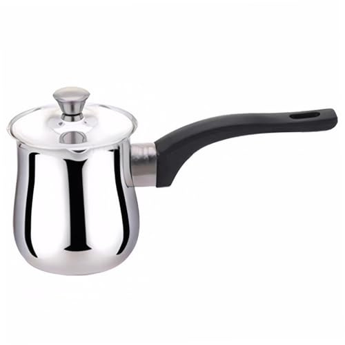 180 ml di caffettiera turca, pentola araba in acciaio inossidabile con maniglia anti-calo e coperchio per latte, cioccolato, caffè