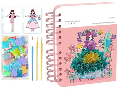 Mxshc Kit per Arte con Punteruolo | Lavoretti Artistici Principesse Con Adesivi E Colori,Gioco Creativo per Bambine Scuola Viaggio Auto Aereo | Regalo Compleanno Natale