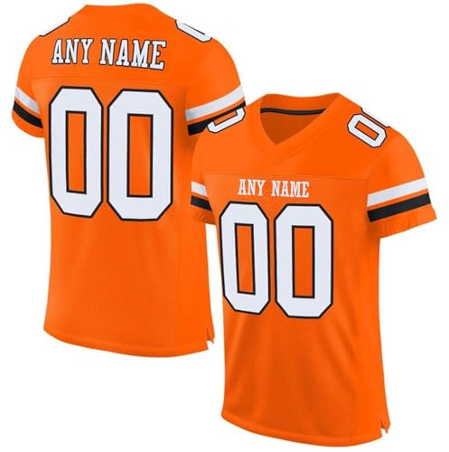 American Football Custom Jersey for Men Women Youth Personalised Team Name Number Personalized Sports T Shirt Quick Dry Breathable Orange