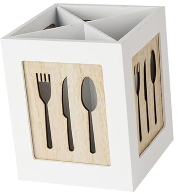 DOITOOL Organizador de Cubiertos de Madera con Múltiples Compartimentos para Utensilios de Cocina Soporte para Palillos y Almacenamiento Doméstico Diseño Contemporáneo para Encimera