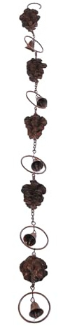 Qcwwy Cadena Recogedora de Lluvia, 113 Cm Cadena Decorativa de Recolección de Agua de Lluvia de Alta Eficiencia con 5 Piñas y 5 Campanas Bajantes Exteriores Cadena de Transporte de