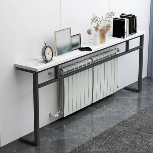 QSNYJPL Tablette de Radiateur, Etagère Radiateur Décorative en Panneaux de Particules de Bois Massif, Supportant Jusqu'à 30 Kg Grâce à sa Structure Tubulaire en Acier Galvanisé(Black,100cm/39in)