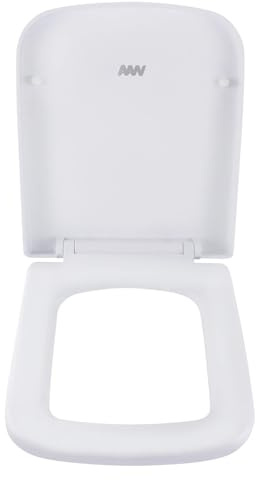 Tapa wc Universal Tapa de inodoro cuadrada, asiento de inodoro blanco con clip, asiento de baño fácil de limpiar con liberación rápida, asiento de inodoro de cierre suave, fijación superior