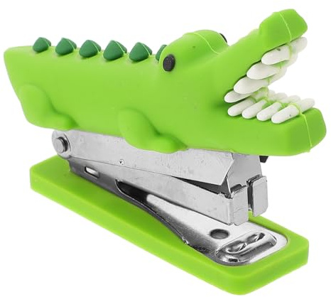 Alipis Grapadora Pequeña para Oficina y Estudiantes, Mini Grapadora Manual de Silicona Color Verde, Portátil y Ligera para Uso Escolar y Escritorio, Herramienta Práctica para Papeles