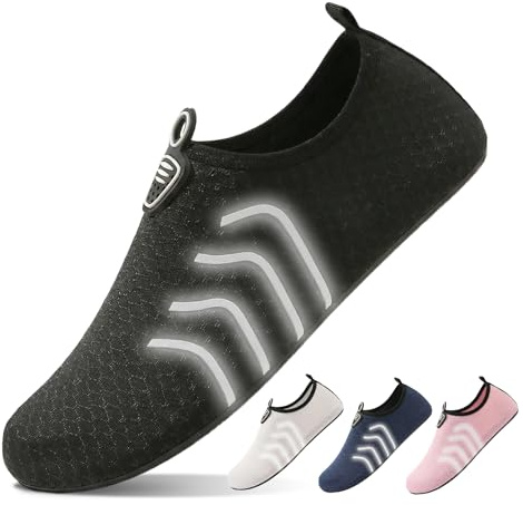 Water Shoes with Reflective, Beach Swim Shoes Lightweight Barefoot Aqua Quick Dry Breathable Swim for Women Men Surfing Running Driving Pool Yoga