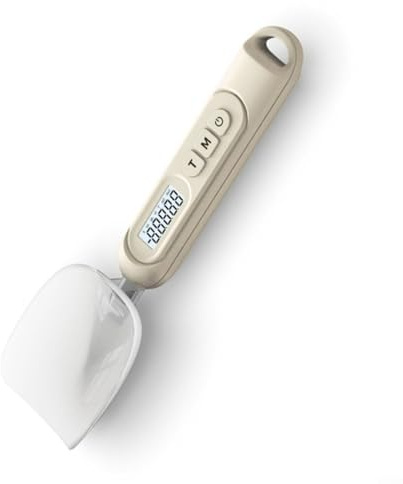 ComfyHarbor Bilancia con cucchiaio dosatore elettronico, capacità 500 g, 0,1 g, display LCD per cottura, bianco