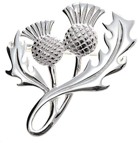 Alexander Castle Damenbrosche mit schottischer Distel aus 925er Sterlingsilber mit Schmuckschatulle – Schottisches Geschenk für Frauen