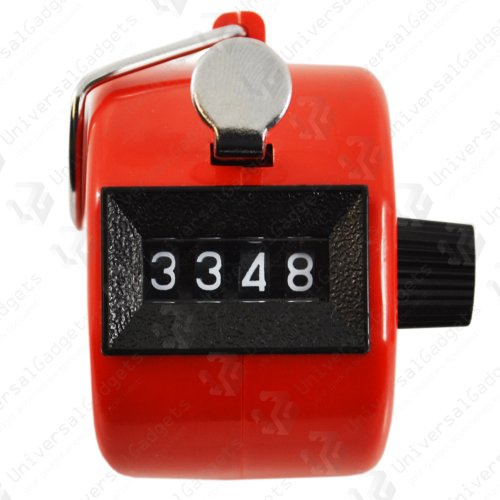 Clicker / Handzähler, Rot, 4 Stellen, für Sport und Hobbys