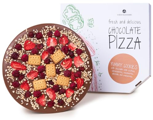 ChocoPizza - Biscotti gommosi - Pizza al cioccolato con ingredienti | Divertente al cioccolato | Pizza dolce | Natale | Regalo | Festa del Papà | Festa della Mamma | Regali | Uomini | Donne | Uomo