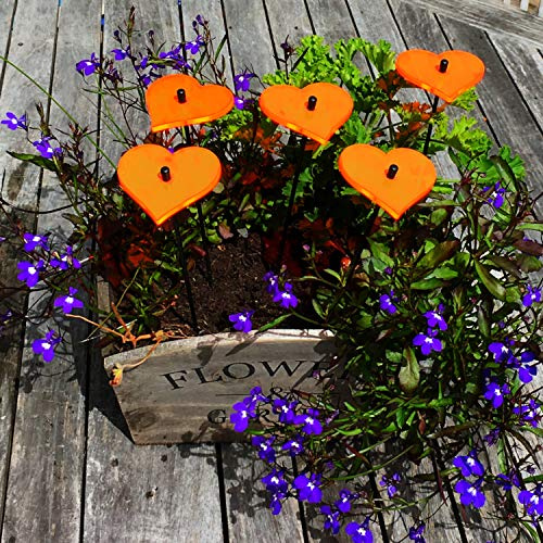 SunCatcher Garden Decor Sonnenfänger Set aus 5 kleinen leuchtenden Herzen Garten Dekoration für Garten, Balkon, Terrasse, Liebe, Hochzeit, Farbe:orange