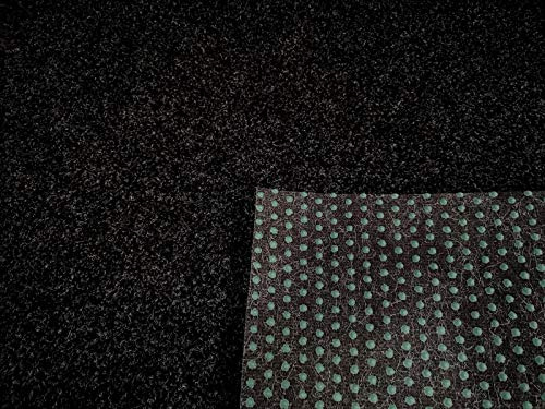 Rasenteppich Kunstrasen Premium schwarz grau Weich Meterware, verschiedene Größen, mit Drainage-Noppen, wasserdurchlässig (200x200 cm)