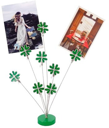 Bilderrahmen mit 8 Zweigen, Familienbaum, Kartenhalter, Foto-Clips, Schreibtischständer für Memo-Papier, Notizen, Fotos, Weihnachten, Hochzeit, Karten-Display (grünes Klee)