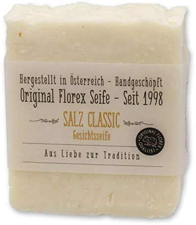 Florex Kaltgerührte Schafmilchseife - Salz - Gesichts-und Duschseife 10% Salzanteil reguliert den Feuchtigkeitshaushalt der Haut 150 g