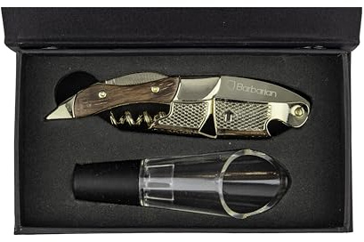 Barbarian Professional 3-in-1 Corkscrew with Gift Box and Wine Aerator- Stainless Steel Bartenders Waiters Beer Cap Bottles Remover