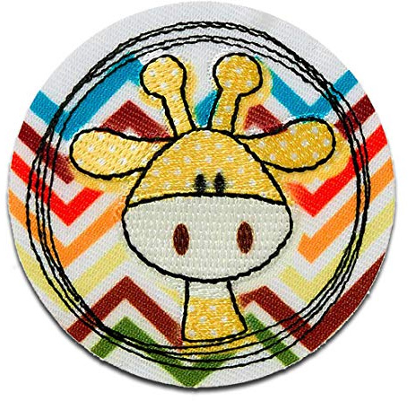 Giraffe Kopf Tier - Aufnäher, Bügelbild, Aufbügler, Applikationen, Patches, Flicken, zum aufbügeln, Größe: 5,9 x 5,9 cm