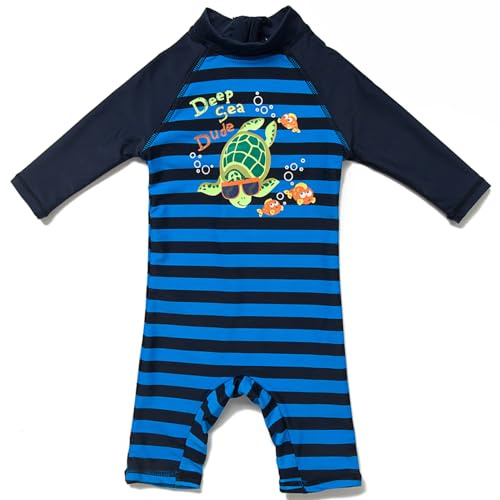 BONVERANO Traje baño bebé protección Solar UPF 50+ Cierre Cremallera (la Tortuga, 3-6 Meses)