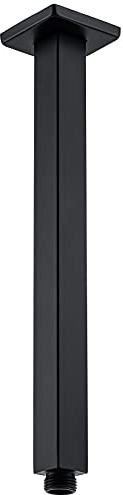 BESTILL 12 Inch Matte Black Ceiling Mount Shower Arm and Flange, Square