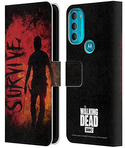 Head Case Designs Officially Licensed AMC The Walking Dead Survive Rick Machete Typography Leather Book Wallet Case Cover Compatible With Motorola Moto G71 5G