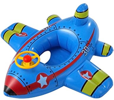 eBoutik – Children’s Summer Swimming Pool Inflatable Toy – Kid’s Beach Ride-ins Airplane Floater With Steering Wheel Horn – Fun To Use & Easy To Pack Away - (Blue)