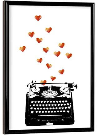 artboxONE Poster mit schwarzem Rahmen 18x13 cm Schwarzweiß Loveletter - Bild Schreibmaschine alt alteschreibmaschine