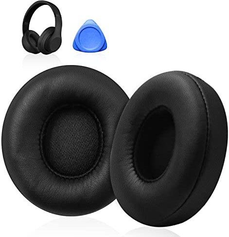 Replacement Ear Pads,Ear Cushions with Softer Leather, Noise Isolation Memory Foam,Earpads Compatible with Beats Solo 2 & Solo 3 Wireless Over-ear Headphones (Black-2pcs)