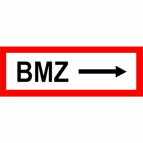 Indigos UG - Schild Brandschutz BMZ - 29,70 cm x 10,50 cm - Warnung - Sicherheit - Hotel, Firma, Haus - Aluverbundplatte 3mm - Hinweisschild - Warnschild