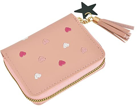 Zimoer Portemonnaie Damen Klein PU Leder, Mini Portmonee für Frauen (Rosa)