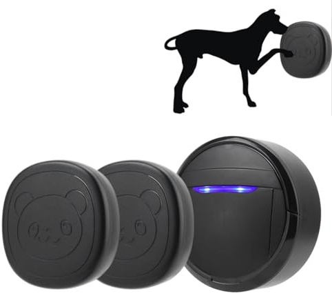 Hundeklingel für Tür, Kabellose Türklingel Wasserdicht Touch-Taste Hund Haustier Training Türglocken SOS-Anrufer 2 Tasten 1 Empfänger (EU-Stecker 220 V)