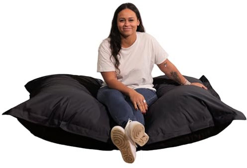 bananair Sitzsack Outdoor XXL Wasserfest - Bequem, Vielseitig, UV-beständig, Maschinenwaschbar Bezug - Sitzsack Kinder & Erwachsene für Garten, Ideal auch in Innenräumen - 180 x 140 cm - Schwarz