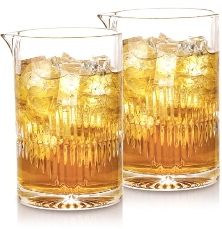VanEnjoy Set of 2 20oz Crystal Cocktail Mixing Glass Cocktail Pitcher, Cocktail Stirring Glass Old Fashioned Kit for Bartenders