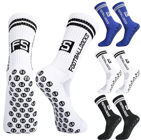 Apricitie 3 Paare Fussball Socken Kinder Fußballsocken Anti Rutsch | Grip Jungen Fußball Socken Rutschfeste Sportsocken für Fussball Basketball Laufen Rugby Tennis