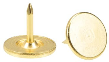 QUARKZMAN 30Pz Chiodi per Tappezzeria, Testa Piatta 11mmx10mm, Puntine da Disegno Chiodi Decorativi per Lavagna Sughero Mobili, Puntine per Mobili, Divani, Testate, Oro