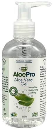 Aloe Pro Pure Vegan Aloe Vera Gel 200ml – Natural Aftersun, Cooling, Moisturising & Soothing | Cruelty Free | For Skin & Hair | Bug Bites, Minor Burns, Dermaplaning, Post-Laser Care