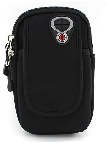 jojofuny Outdoor Wasserdichtes Stoßfestes Armband Mit Doppeltem Fach Elastischem Smartphone-Tasche Für Laufen Radfahren Fitness Schwarze Multifunktions-armmappe Mit Schlüssel Geldfach