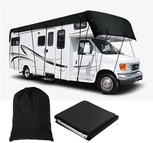 7.5 x 3 m Wohnmobil Abdeckung, 210D Oxford wasserdichte Wohnwagenabdeckung Wohnwagen Schutzhülle Wohnwagen Wohnmobil Schutzdach Dachschutzplane Schutzhülle