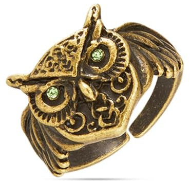 CZNBZIU Silber Ringe, 925 Sterling Silber Versprechen Ringe, Dämonenauge Eule Ring Retro Offen Verstellbar Eule Ring Verlobungsringe Ehering Frauen Geschenk (Aluminiumlegierung)
