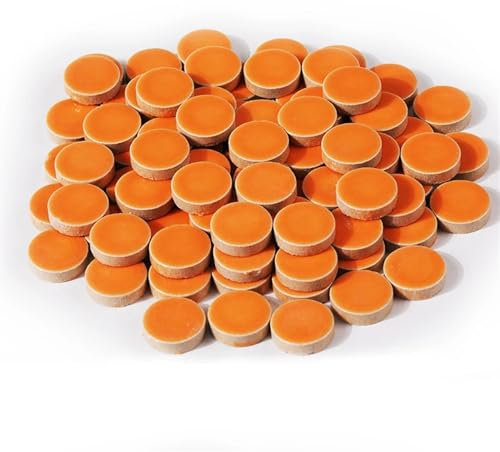 LNNXSZ Mosaik Fliesen 200 g mehrfarbige runde Keramik-Mosaikfliesen, geometrische DIY-Mosaikherstellungssteine ​​für Handwerk, Hobby, Kunst, Wanddekoration(Orange)