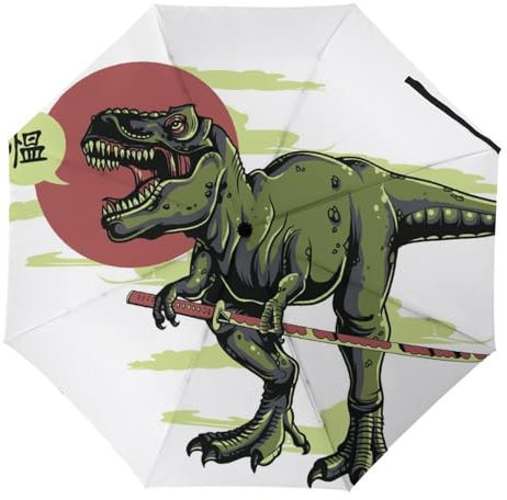 YBQLNP Regenschirm Sturmfest Dinosaurier Automatik Taschenschirm Mit Schirmtasche Uv Faltbarer Regenschirm