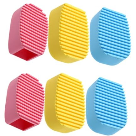 KOMBIUDA 6pièces Mini Washboard Silicone Brosse à Laver Multifonctionnelle pour Nettoyage De Vêtements Rose Bleu Jaune