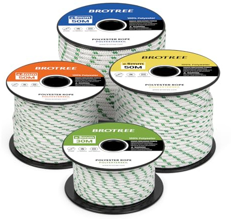 Brotree Polyesterseil 3mm x 30m Geflochtene Seil Schnur Reißfest