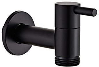 CAFIEDR Wasserhahn Schwarz Waschmaschine Wasserhahn Messing Mopp Pool Wasserhahn Einzel Kalt Schwarz Außen Wasserhahn Garten Bibcock Wasserhahn Badezimmer Waschbecken Wasserhahn